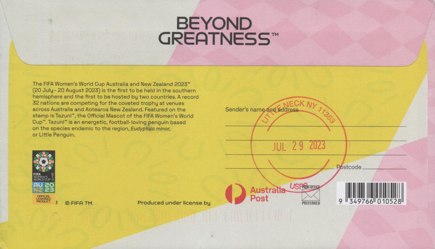 2025年12月27日19:30海外、大陆、澳门、香港邮政精品首日实寄封拍卖专场 2023澳大利亚《国际足联女足世界杯》官封首日实寄封