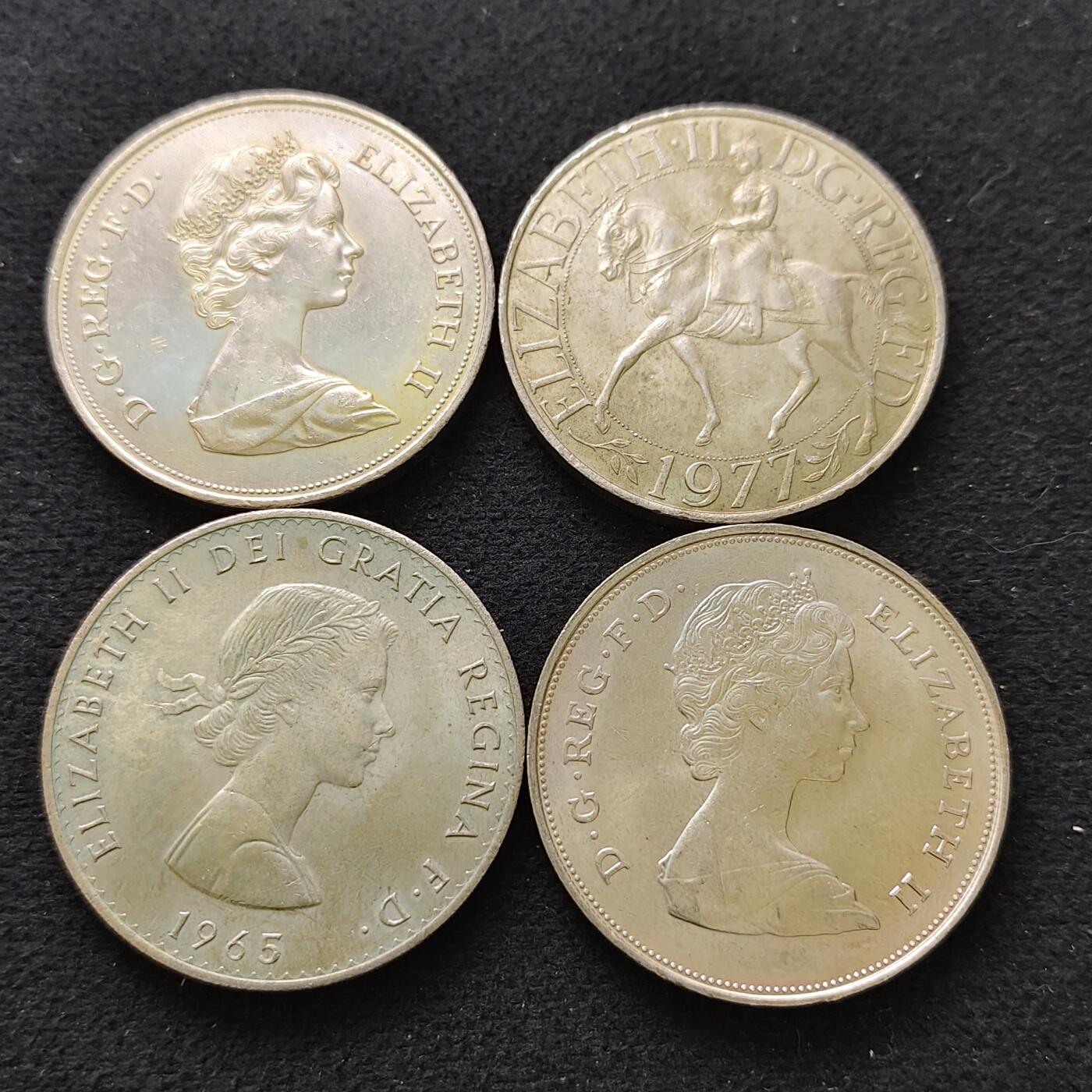 【全场包邮】纯粹捡漏拍488场（免费代拍第25场） 英国1965-1981年1克朗克朗型纪念币4枚一组