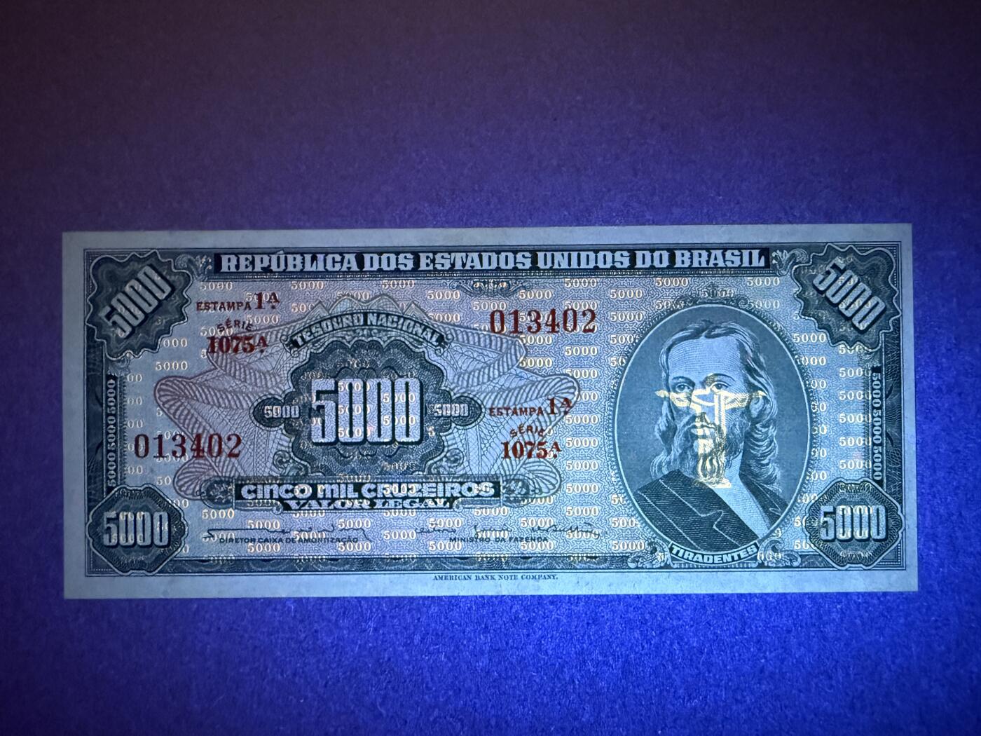 《艾美收藏》第225期-12.15周日外币精选场 巴西5000克鲁塞罗 UNC 1961年 最大面值 稀少版本