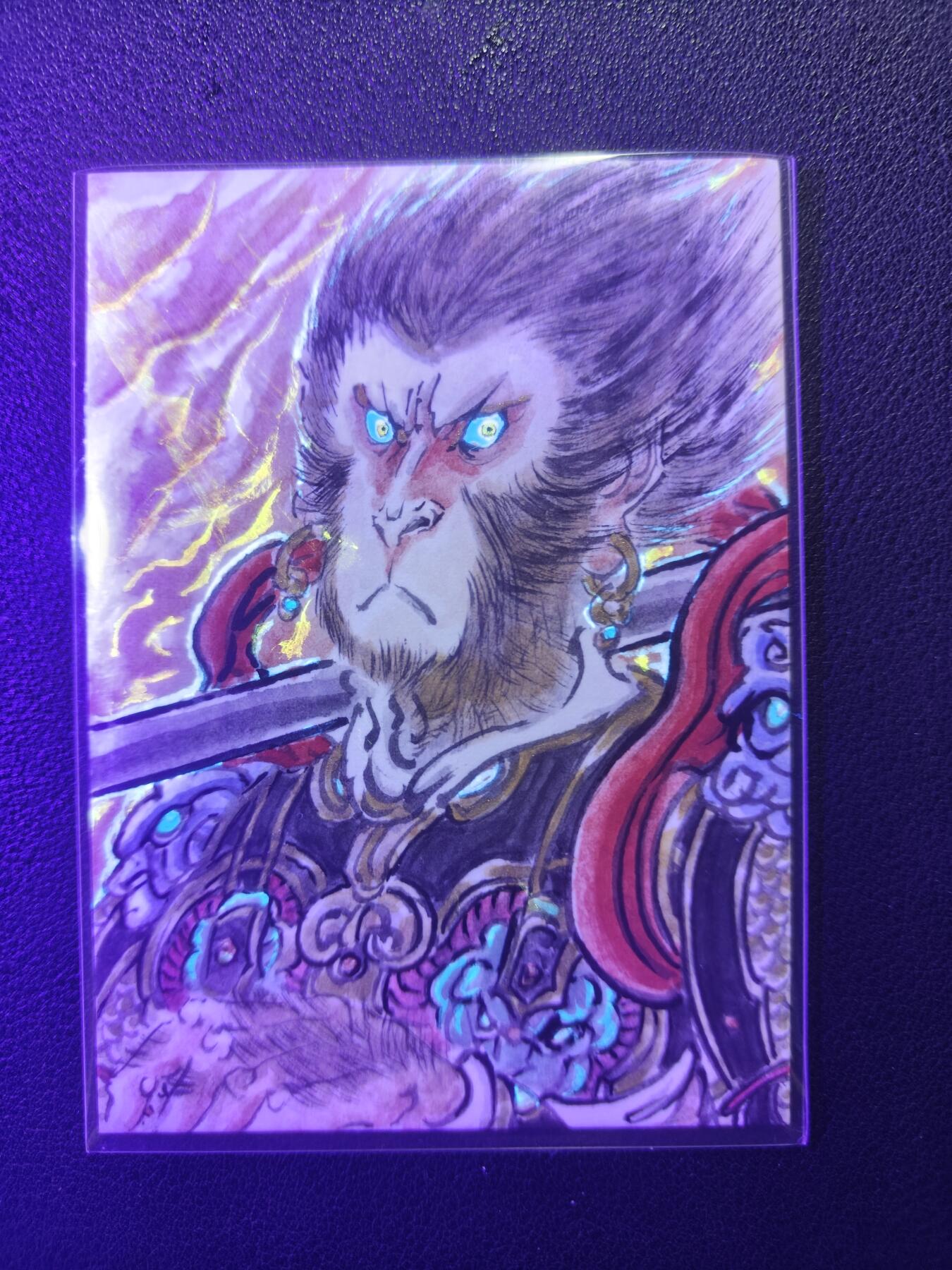 天玑星卡拍第152期《12.22周一截拍》持续收拍收评中 满赠卡需备注 【手绘卡】张先军 齐天大圣 手绘卡 背绘题字