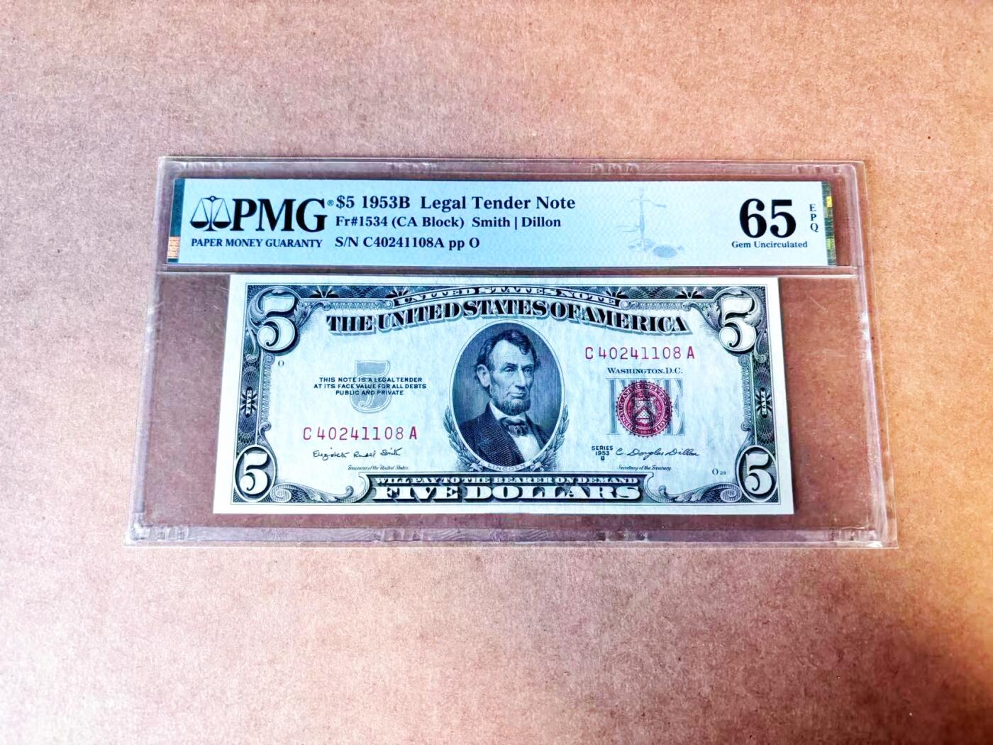 【Blue Auction】世界纸币精拍第765期——18级TOP拍卖/信誉/品质/专业/高效💫 美国 1953B 5美金 PMG65EPQ 
