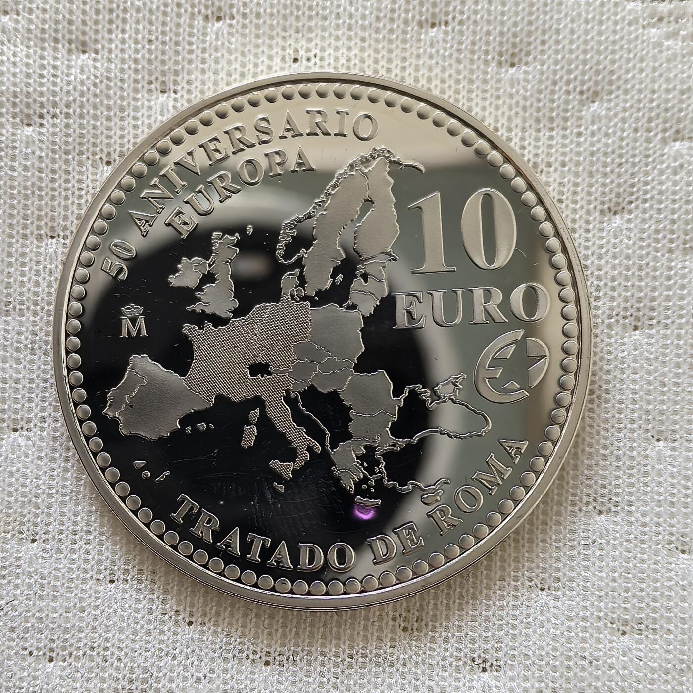道一币馆币章第一百六十场 欧洲之星 西班牙2007年罗马条约50周年10欧元精制银币  27g 925s 30000