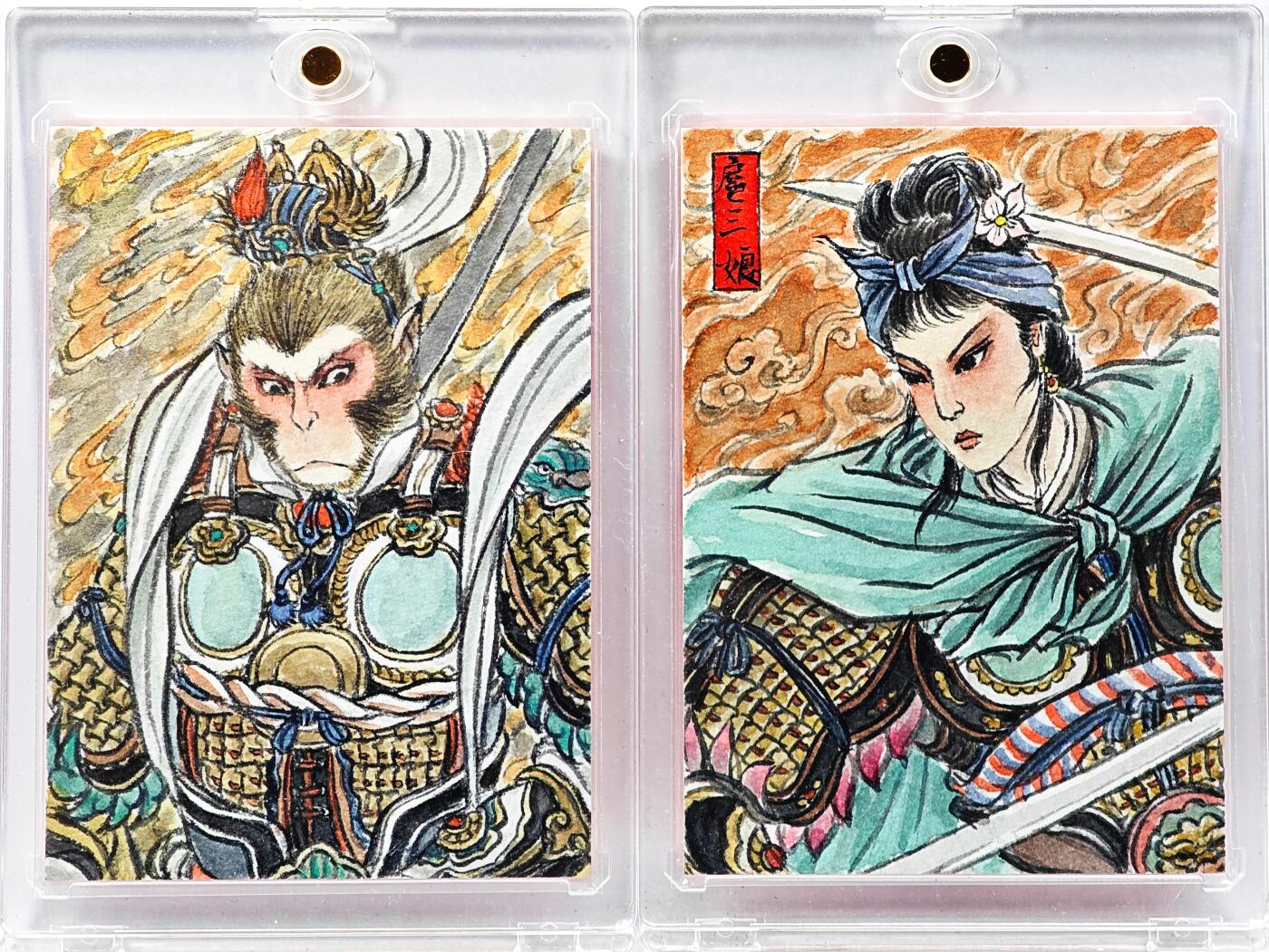 白泽拍卖卡牌手绘专场第30期（白金之夜 跨年大拍） 2025 史墨手绘卡 2张 齐天大圣&扈三娘  史墨亲签 卡砖封装