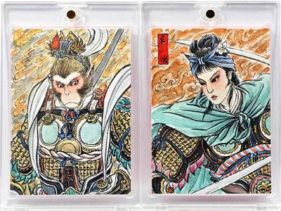 白泽拍卖卡牌手绘专场第30期（白金之夜 跨年大拍） - 2025 史墨手绘卡 2张 齐天大圣&扈三娘  史墨亲签 卡砖封装