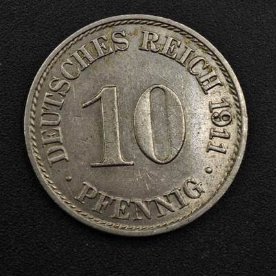 【淘币小摊】实时拍第八百三十三拍   散币场   满百包邮可预留二周 每周一统一发货   - 德国1911年10芬妮镍币