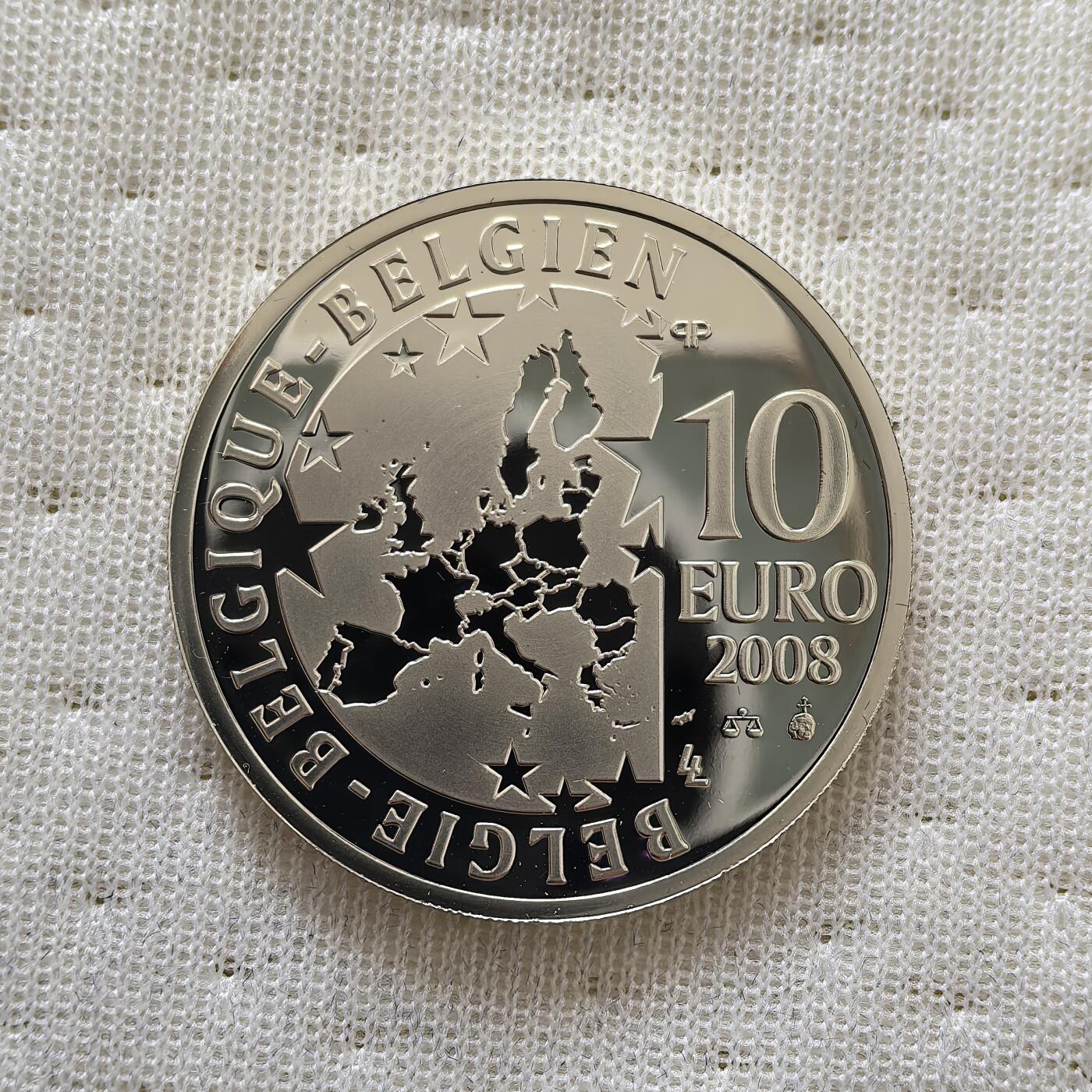 道一币馆币章第一百六十场 欧洲之星 比利时2008年莫里斯·梅特林克作品青鸟出刊百年10欧元精制银币  18.75g 925S 20000