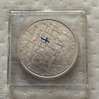 道一币馆币章第一百六十场 - 欧洲之星 芬兰2008年国旗使用90周年10欧元精制银币 25.5g 925s 35000