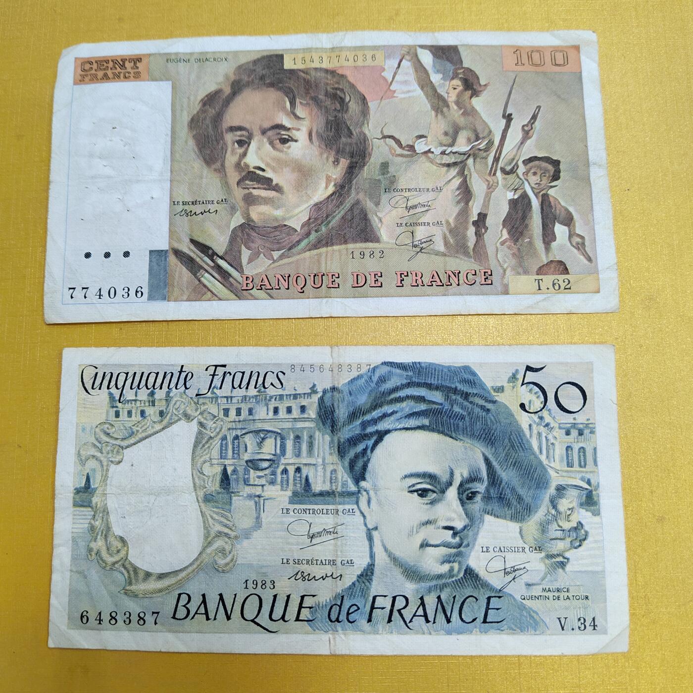 PCAI钱币  20-667  钱币证章小专场 法国纸币二张