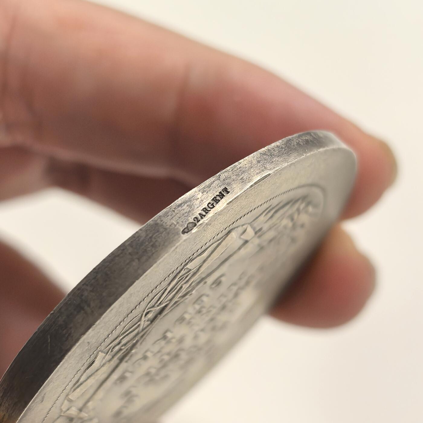 博洋堂世界钱币拍卖第153期（全场包邮） 法国玛丽安娜女武神射击节纪念大银章，直径50mm，63.6克.80银，丰饶角2Argent，极美品品相