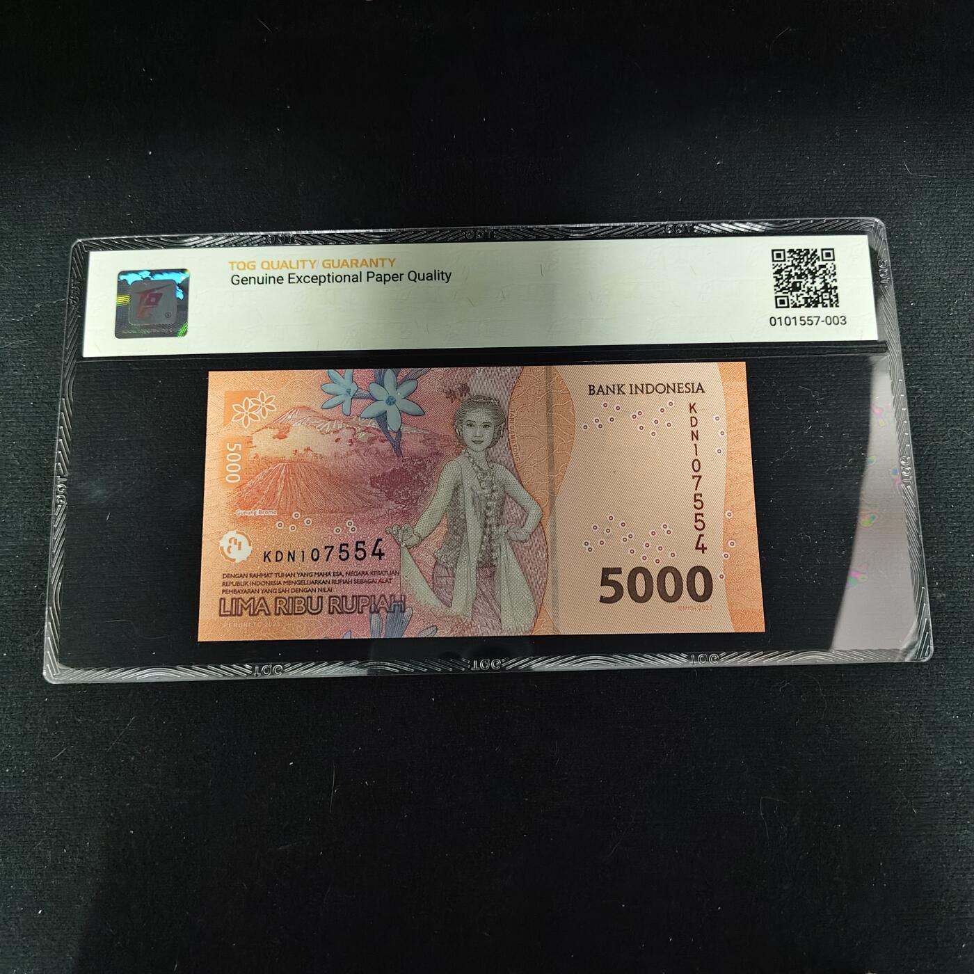 【全场包邮】纯粹捡漏拍488场（免费代拍第25场） 【纸钞】印度尼西亚2022年5000卢比-伊达姆·查利德博士/加姆邦舞-TQG 68GEPQ