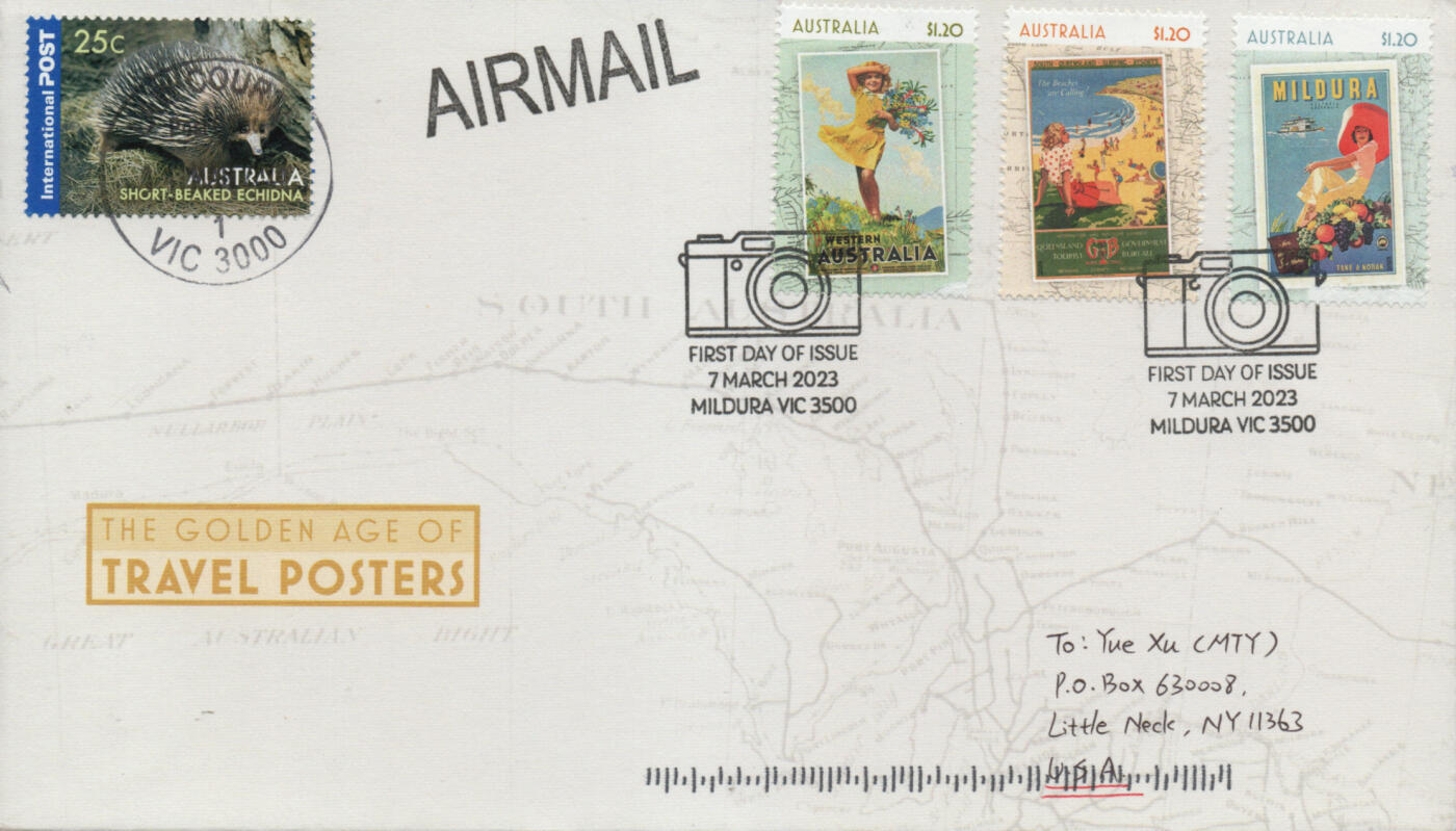 2025年12月27日19:30海外、大陆、澳门、香港邮政精品首日实寄封拍卖专场 2023澳大利亚《黄金旅行海报时代》官封首日实寄封