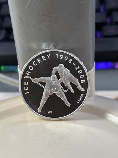 第185期拍卖 - 瑞士2008年现代冰球赛历史20法郎普制纪念银币 ，20克，835银，【银价251】