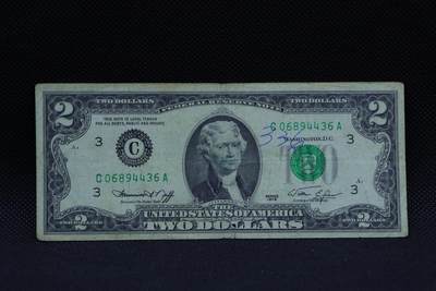 【淘币小摊】限时拍第八百三十四拍  纸币场  满百包邮可预留两周  周一统一发货  -   美国1976年2元纸币【有折】