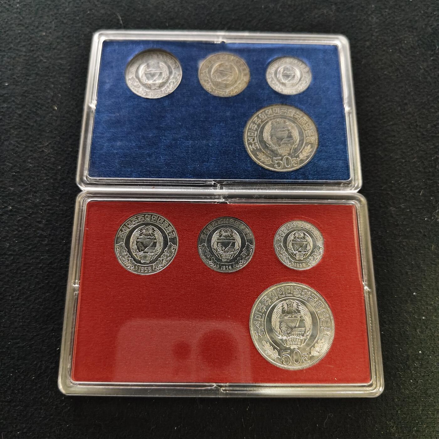 【全场包邮】纯粹捡漏拍489场（免费代拍第26场） 朝鲜各年份单星版+双星版盒装套币2套一组