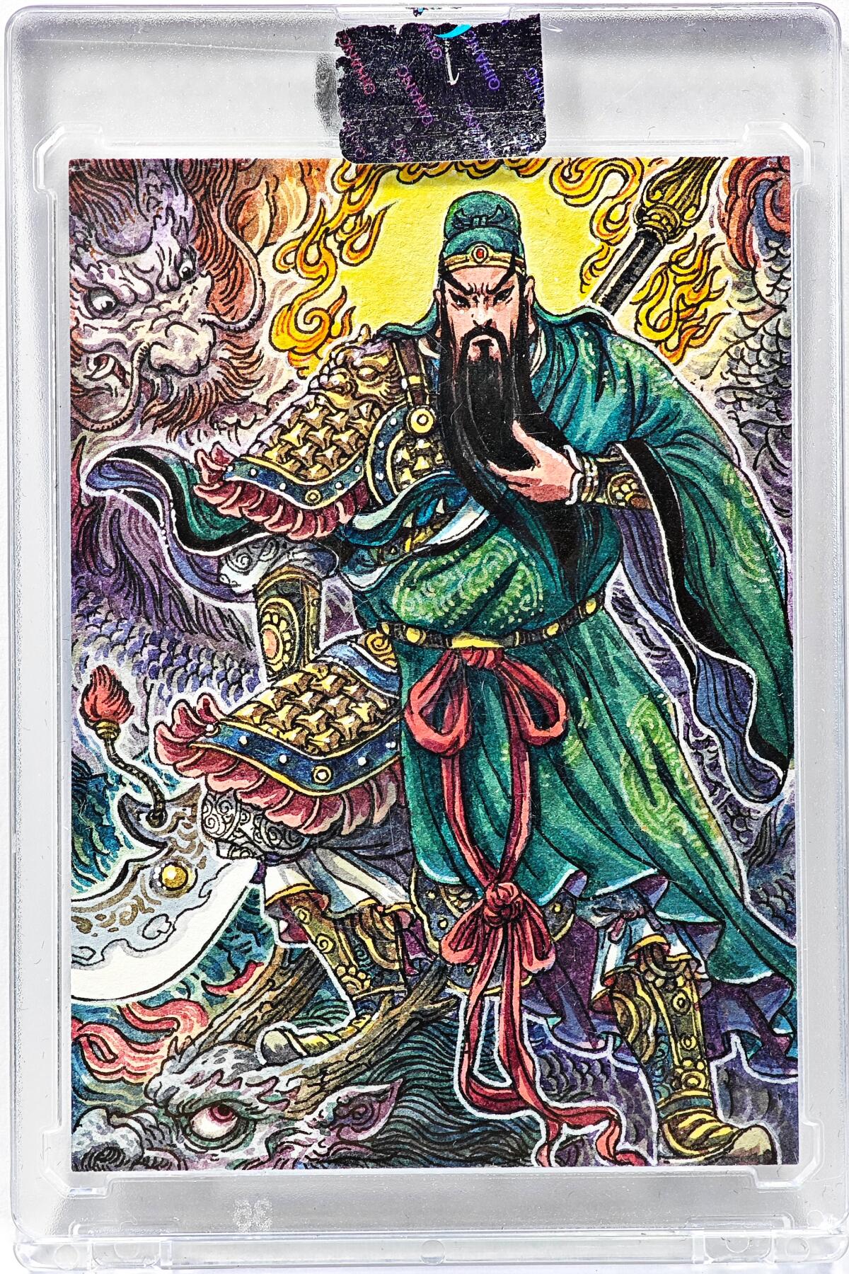 白泽拍卖卡牌手绘专场第30期（白金之夜 跨年大拍） 2025 多吉手绘卡 西路财神 关羽  多吉亲签 卡砖封装