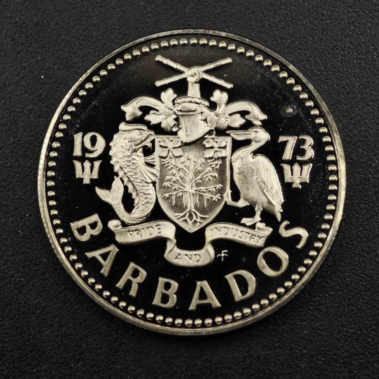 【淘币小摊】实时拍第八百三十三拍   散币场   满百包邮可预留二周 每周一统一发货   巴巴多斯1973年摩根路易斯风车25分精制镍币