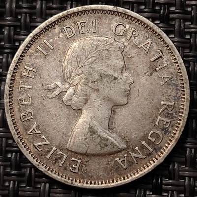 布加迪🐬～世界钱币(上海)🌾第 266 期 /  各国套币和散币 - 加拿大🇨🇦 1954年 25分银币 5.83g/23.8mm  800银