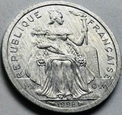 文馨钱币收藏第 286 场，圣诞节专场【 长期接收代拍品低至 0 佣金】 - 原光品相 1998 年法属波利尼西亚 1 法郎