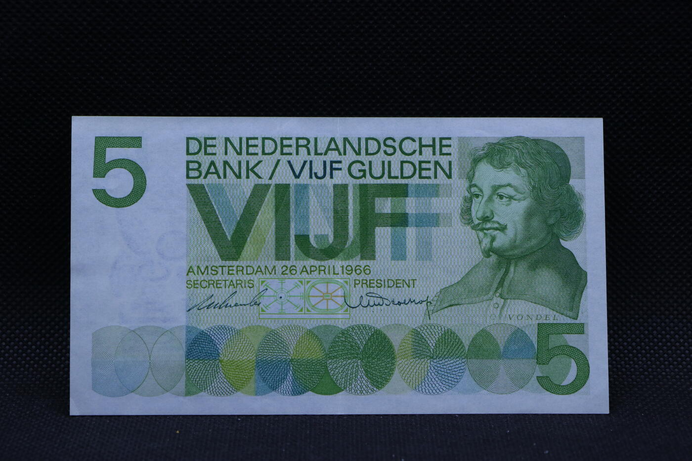 【淘币小摊】限时拍第八百三十四拍  纸币场  满百包邮可预留两周  周一统一发货   荷兰1966年5盾纸币【有折】