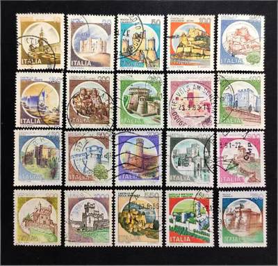 意大利官方发行的《古城堡》大套票，20枚全实寄 - 意大利官方发行的《古城堡》大套票，20枚全实寄