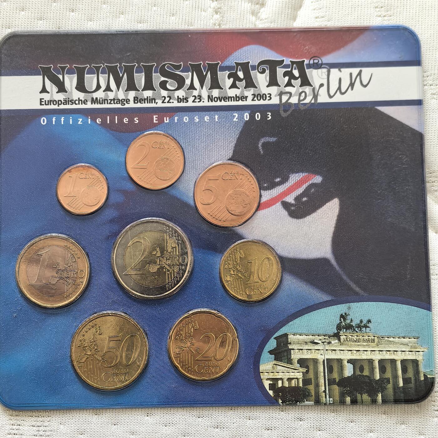 道一币馆币章第一百六十场 2003年柏林币展欧元硬币混合套装八枚