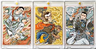 白泽拍卖卡牌手绘专场第30期（白金之夜 跨年大拍） - 2025 卢艺丰手绘卡 3张 反骨仔  卢艺丰亲签 卡砖封装