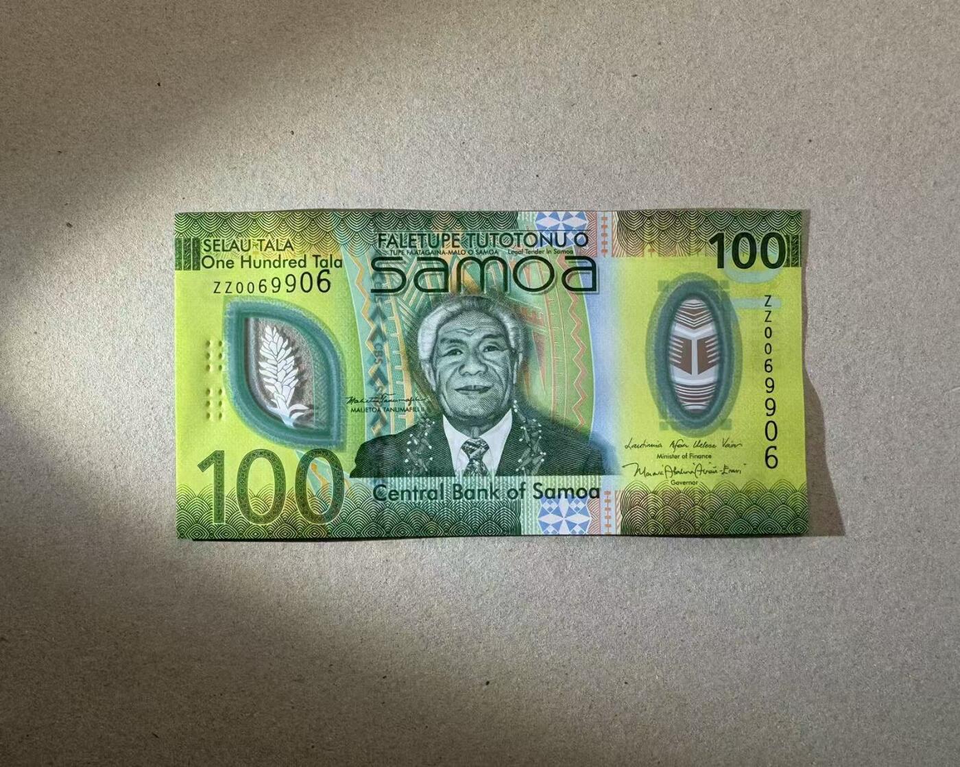 【Blue Auction】世界纸币精拍第765期——18级TOP拍卖/信誉/品质/专业/高效💫 【补号 倒置号】萨摩亚 新版100元 全新UNC