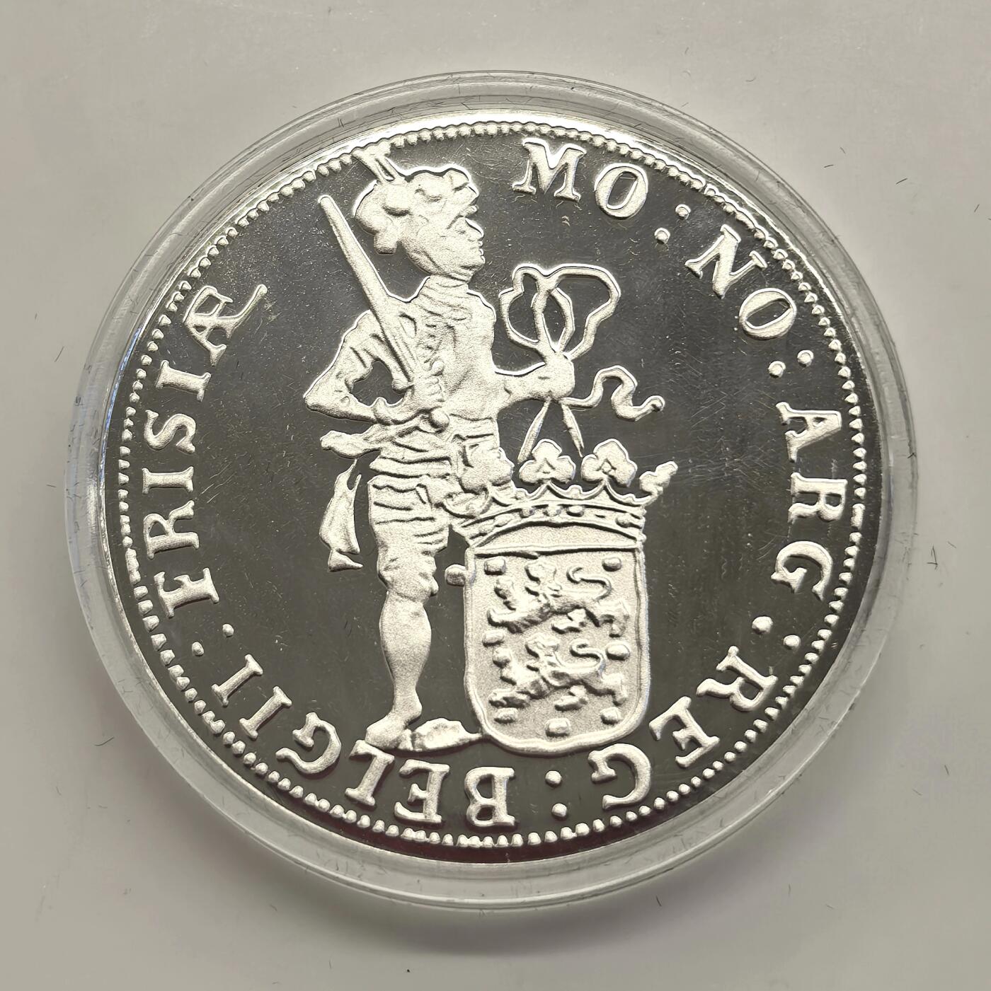 博洋堂世界钱币拍卖第153期（全场包邮） 荷兰1998年银杜卡特精制银币 七省系列-弗里斯兰省 28.25克873银 发行量：约1万1千 盒证全