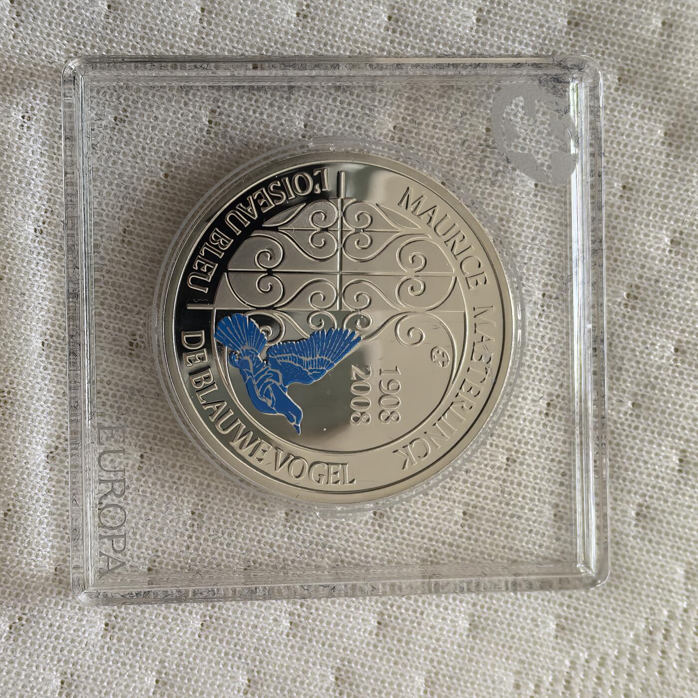 道一币馆币章第一百六十场 欧洲之星 比利时2008年莫里斯·梅特林克作品青鸟出刊百年10欧元精制银币  18.75g 925S 20000