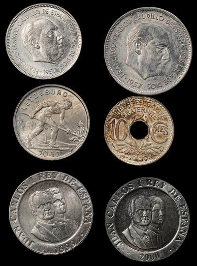 修遠堂世界钱币第九十八期 - 未流通 法国，西班牙，卢森堡钱币一组