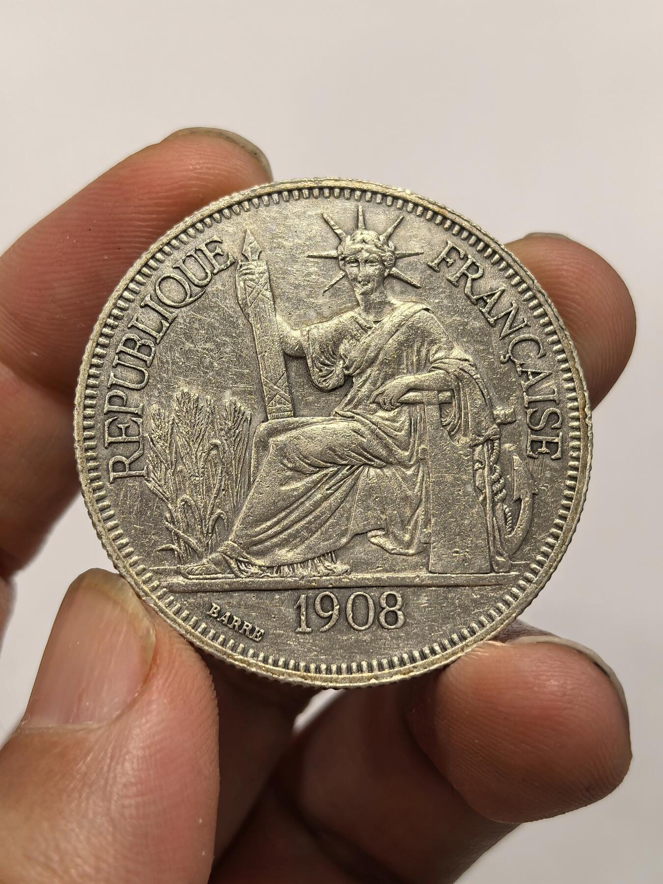 博洋堂世界钱币拍卖第153期（全场包邮） 法属印支1908年坐洋大银币