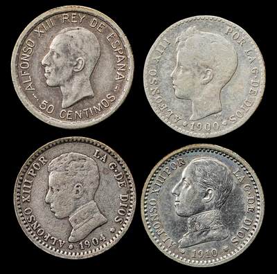 修遠堂世界钱币第九十八期 - 西班牙50分银币4枚 总重9.86g