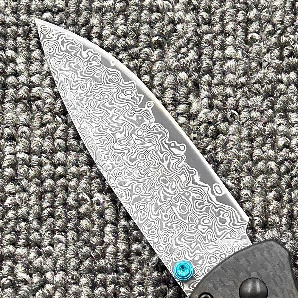 蝴蝶BM535-3碳纤维轴承大马士革刃折刀