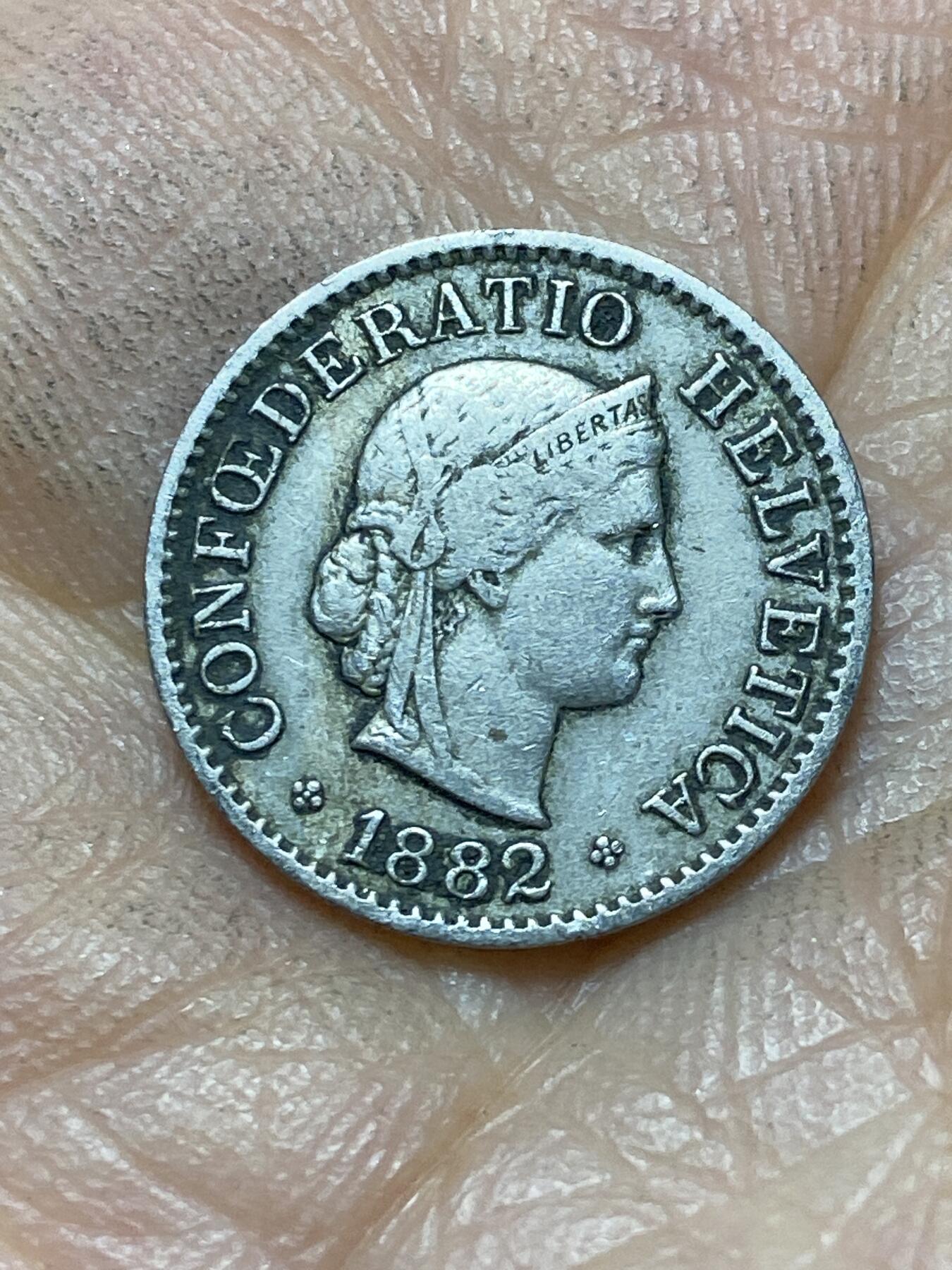 2025年第一百三十九场(总第一百六十五场）外国好品散币场(免佣金) 稀少早期年份–瑞士🇨🇭1882年5拉彭(第二版，B标伯尔尼造)