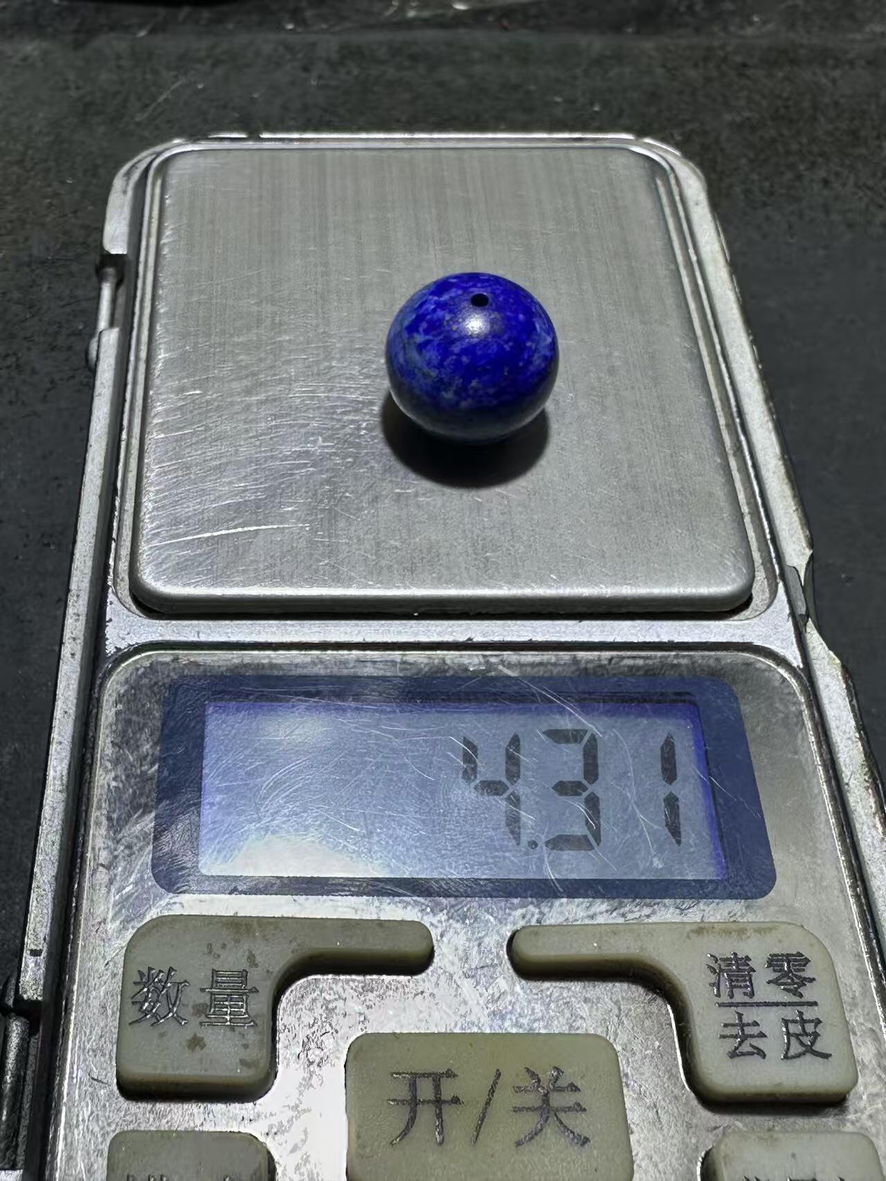 精美阿富汗老矿青金石圆珠一个！，，