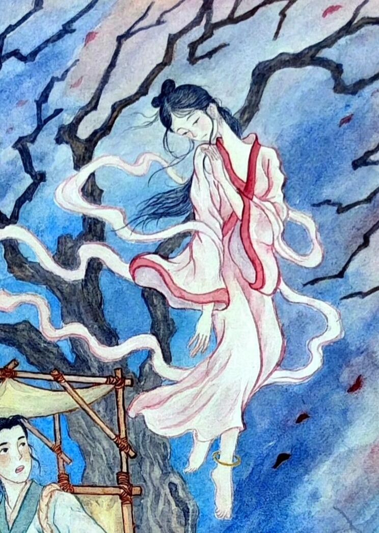 白泽拍卖卡牌手绘专场第30期（白金之夜 跨年大拍） 2025 刘伟手绘画 聂小倩 已装框 尺寸：内26.7cm*36.3cm 外：36cm*46cm  刘伟钤印