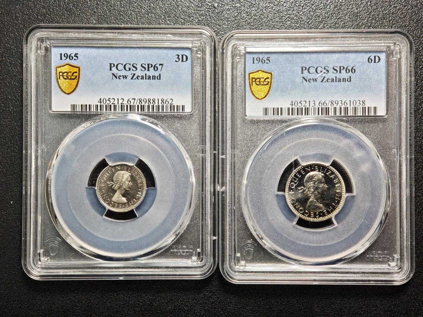 【德藏】世界币章拍卖第158期（拍品征集中~欢迎藏友联系） 1965年 新西兰套币 PCGS SP65～67 品相极佳 其中半便士、1便士，五彩淡包浆极其漂亮