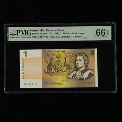 【亘邦集藏】第217期拍卖 - 1983年 澳大利亚1元 PMG 66EPQ DJB747715