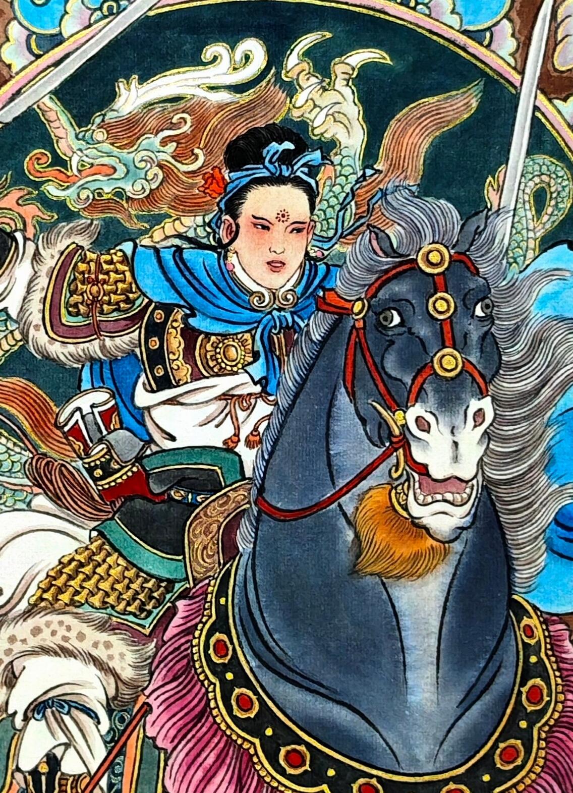 白泽拍卖卡牌手绘专场第30期（白金之夜 跨年大拍） 2025 冯涛手绘画 龙-扈三娘 尺寸：30cm*41.5cm  冯涛亲签