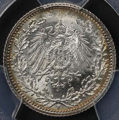 修遠堂世界钱币第九十八期 - PCGS MS68 1915年德国1/2马克银币 68分老币天花板级别分数 更有环彩加持 收藏级佳品