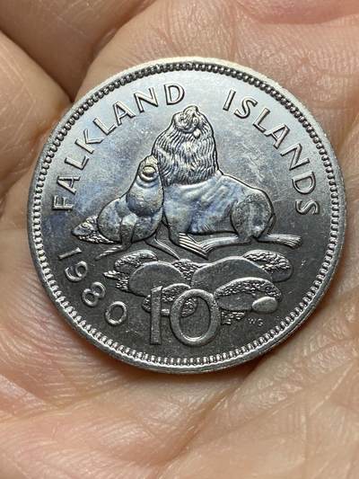 2025年第一百三十九场(总第一百六十五场）外国好品散币场(免佣金) - 好品–英属福克兰群岛1980年10便士(伊丽莎白二世中年花冠，第一套第一版)