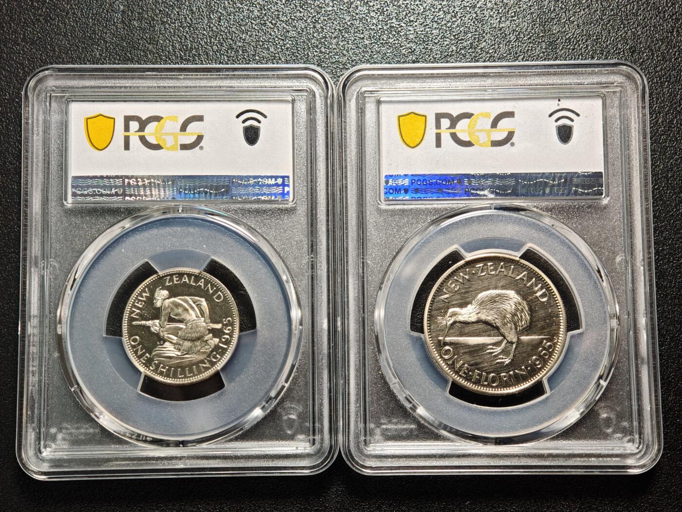 【德藏】世界币章拍卖第158期（拍品征集中~欢迎藏友联系） 1965年 新西兰套币 PCGS SP65～67 品相极佳 其中半便士、1便士，五彩淡包浆极其漂亮