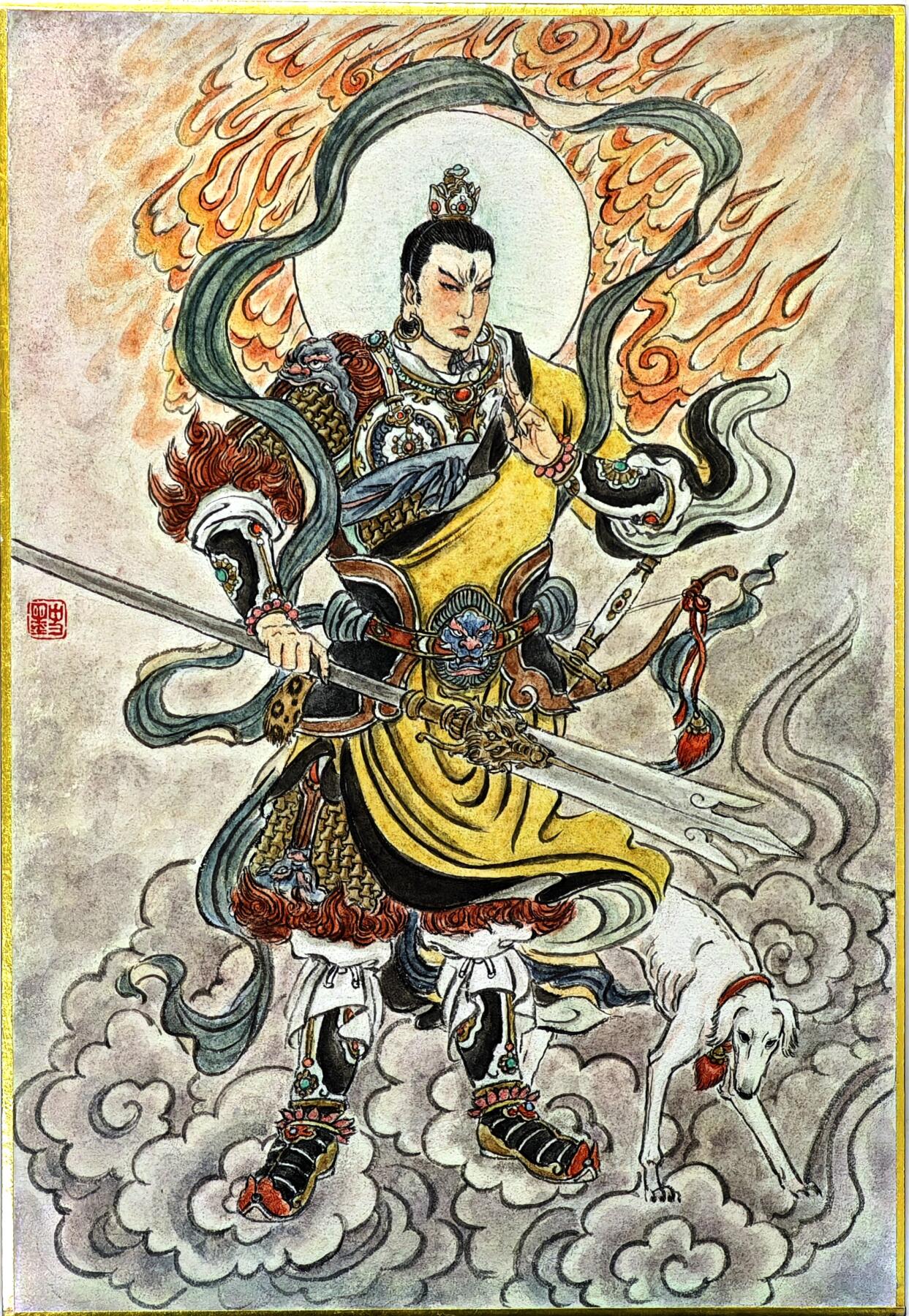 白泽拍卖卡牌手绘专场第30期（白金之夜 跨年大拍） 2025 史墨手绘画 二郎神杨戬 尺寸：17.4cm*25.3cm  史墨签题