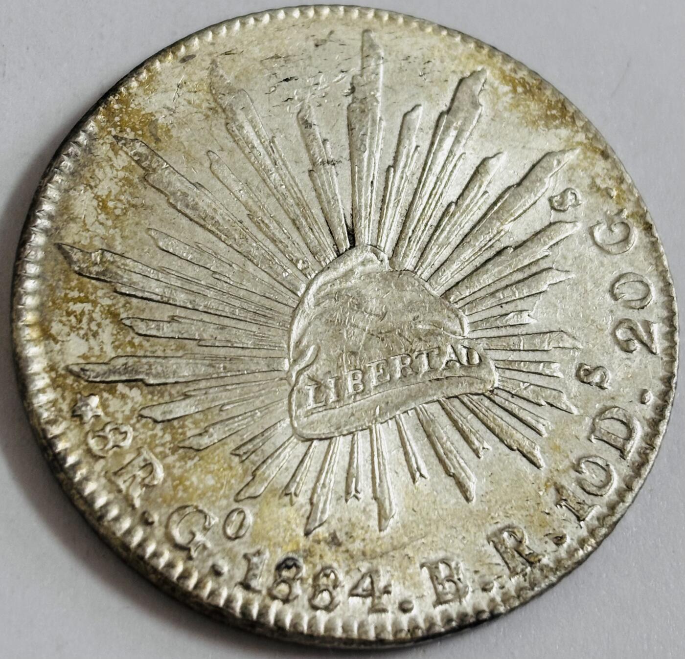 文馨钱币收藏第 286 场，圣诞节专场【 长期接收代拍品低至 0 佣金】 少见 1884 年墨西哥花边鹰洋银元，黄油包浆转光美品