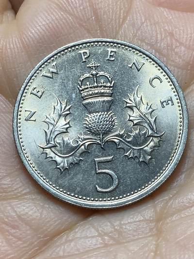2025年第一百三十八场(总第一百六十四场）外国好品散币场(免佣金) - 英国🇬🇧1969年5新便士(伊丽莎白二世中年花冠，十进制第一版)
