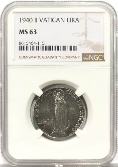 博洋堂世界钱币拍卖第154期（全场包邮） - NGC MS63 梵蒂冈1940年1里拉
