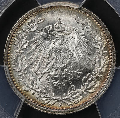 修遠堂世界钱币第九十八期 - PCGS MS67 1915年德国1/2马克银币 F厂铭