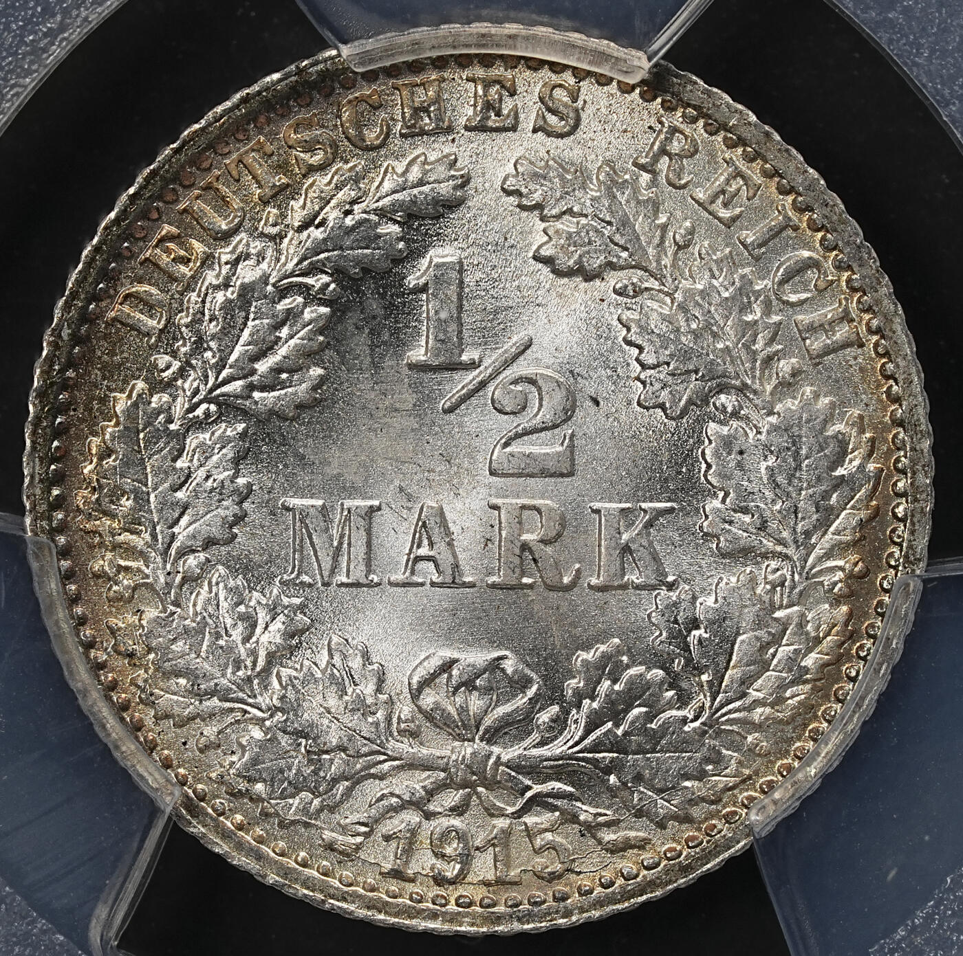 修遠堂世界钱币第九十八期 PCGS MS68 1915年德国1/2马克银币 68分老币天花板级别分数 更有环彩加持 收藏级佳品