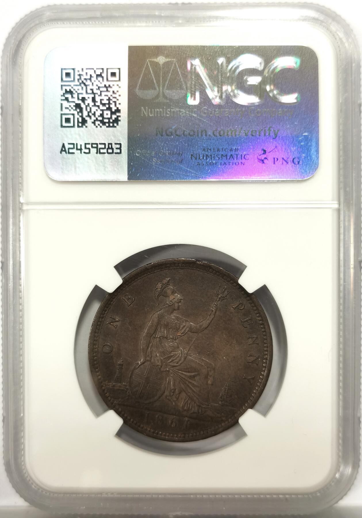 博洋堂世界钱币拍卖第154期（全场包邮） NGC AU 英国1861年维多利亚1便士铜币