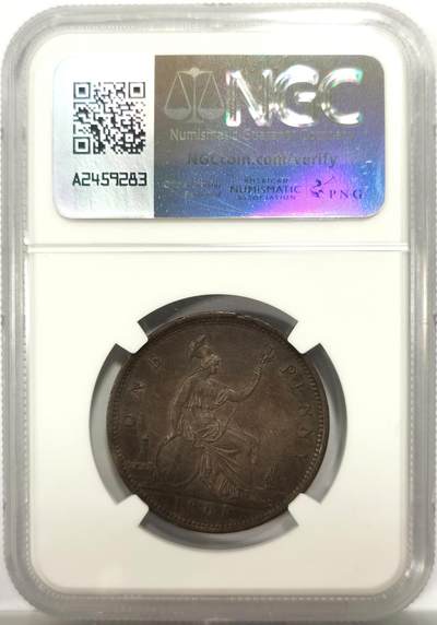 博洋堂世界钱币拍卖第162期（全场包邮） NGC AU 英国1861年维多利亚1便士铜币